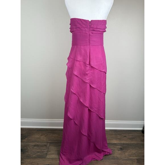 Vintage Y2K Cache Strapless Chiffon Long Formal Gown Dress Flowy Pink Sz 8 NWT - Picture 4 of 9